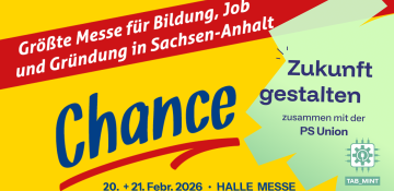 banner der ausbildungsmesse chance 2026 und der hinweis zur teilnahme des ausbildungsclusters tabmint und der ps union