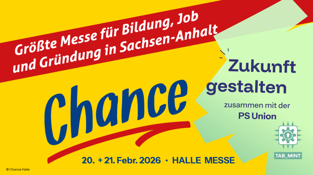 banner der ausbildungsmesse chance 2026 und der hinweis zur teilnahme des ausbildungsclusters tabmint und der ps union